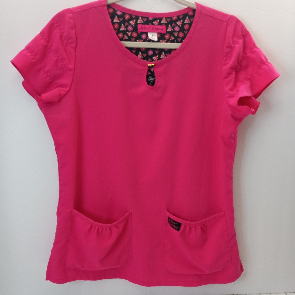 Betsey Johnson by Koi Magnolia Solid Scrub Top